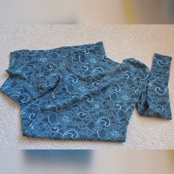 Talula “Clarendon” Teal Blue Lace Long Sleeve Dress/Tunic/Sheer/ Feminine - Picture 10 of 10